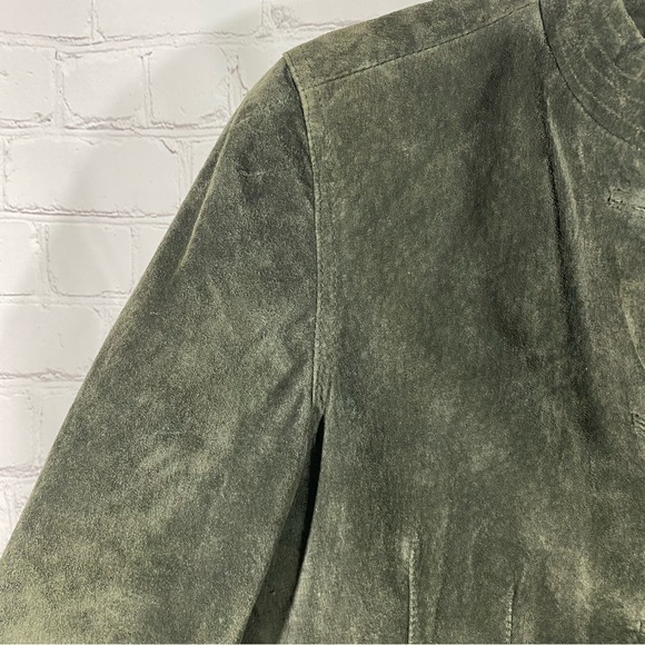 Silx Olive Army Green Suede Military Style Lined Jacket 6 - Picture 5 of 13